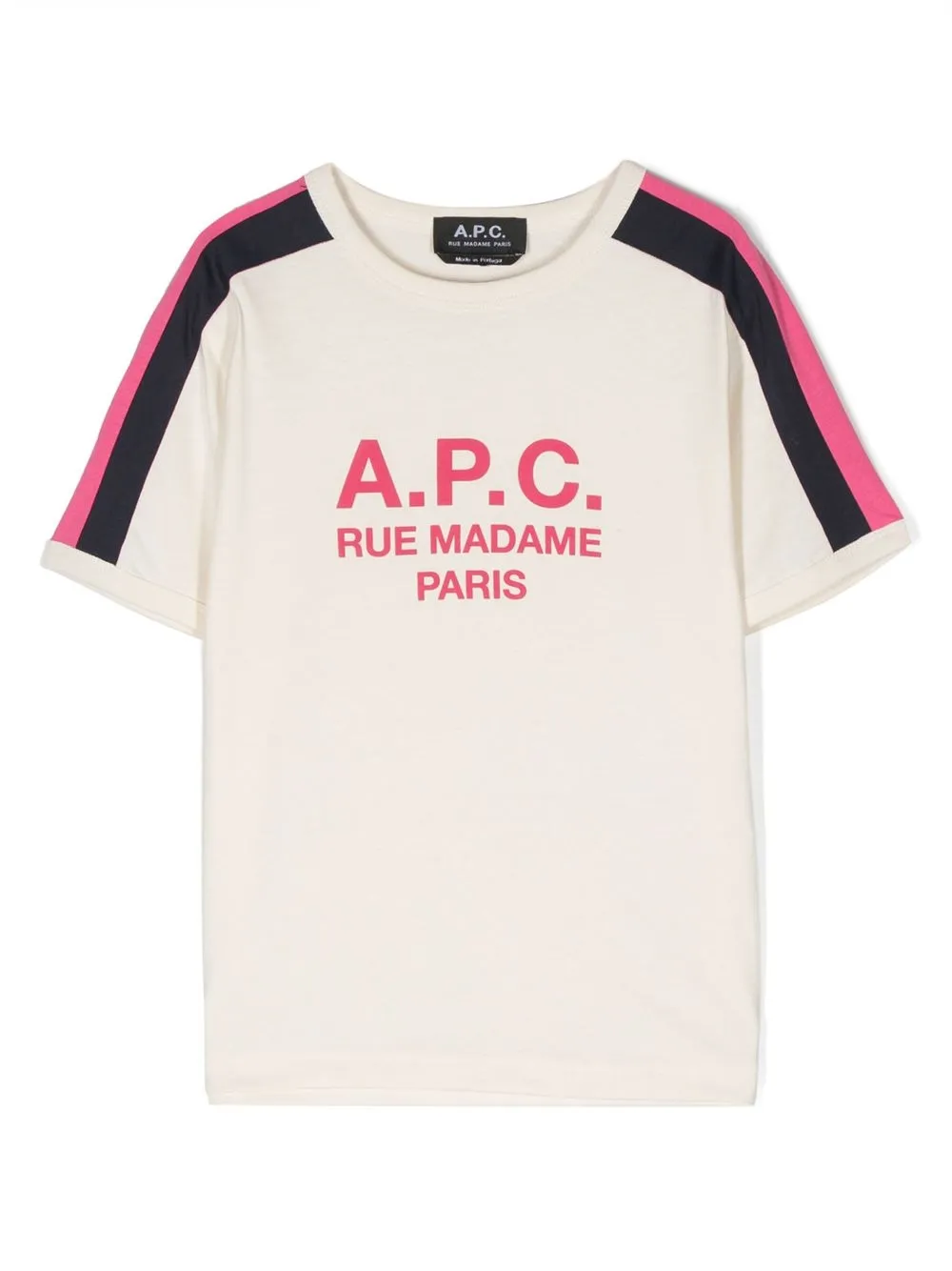 

A.P.C. KIDS playera con rayas laterales y logo estampado - Neutro