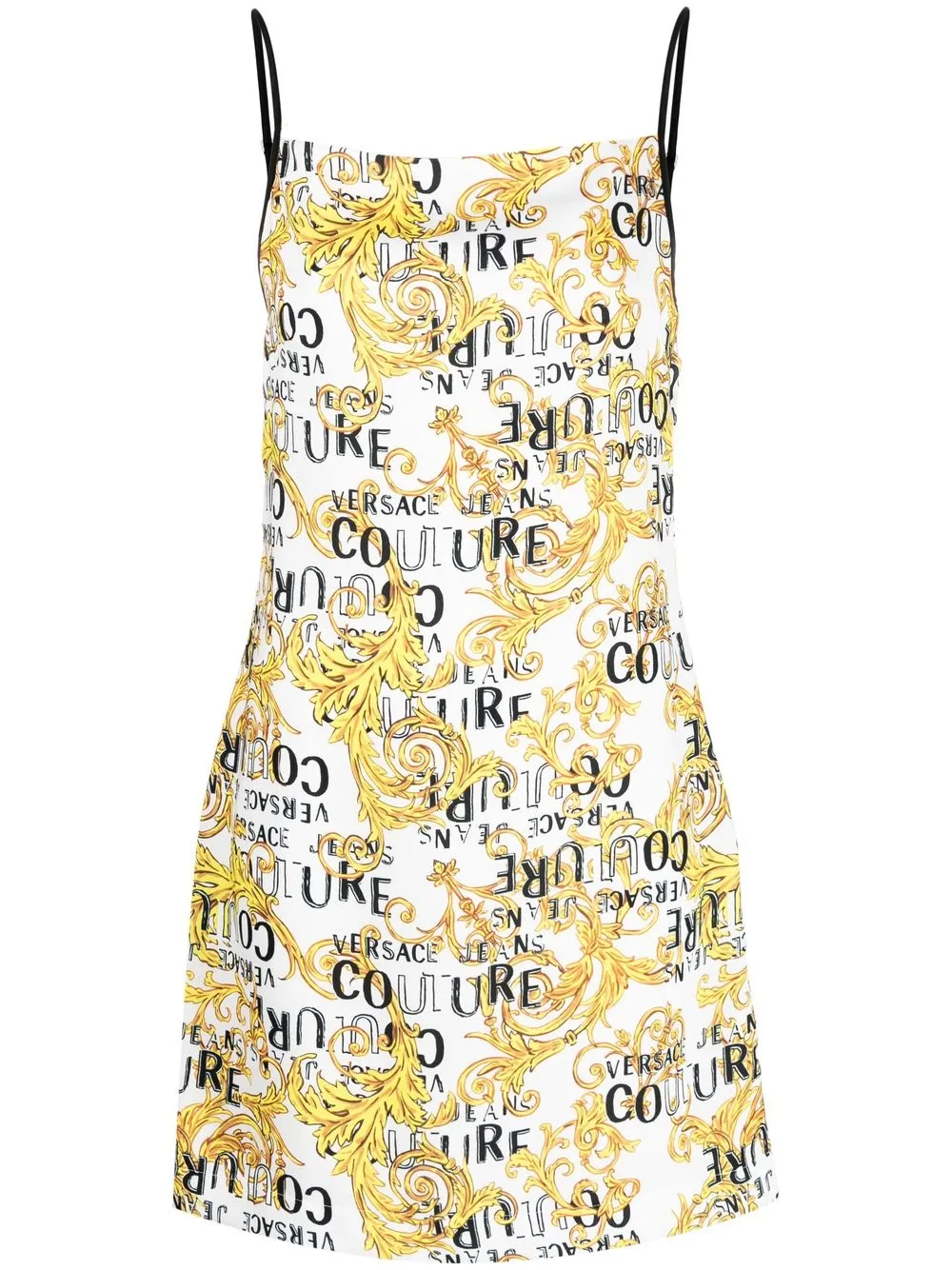 Versace Jeans Couture Logo Print Sleeveless Minidress In White