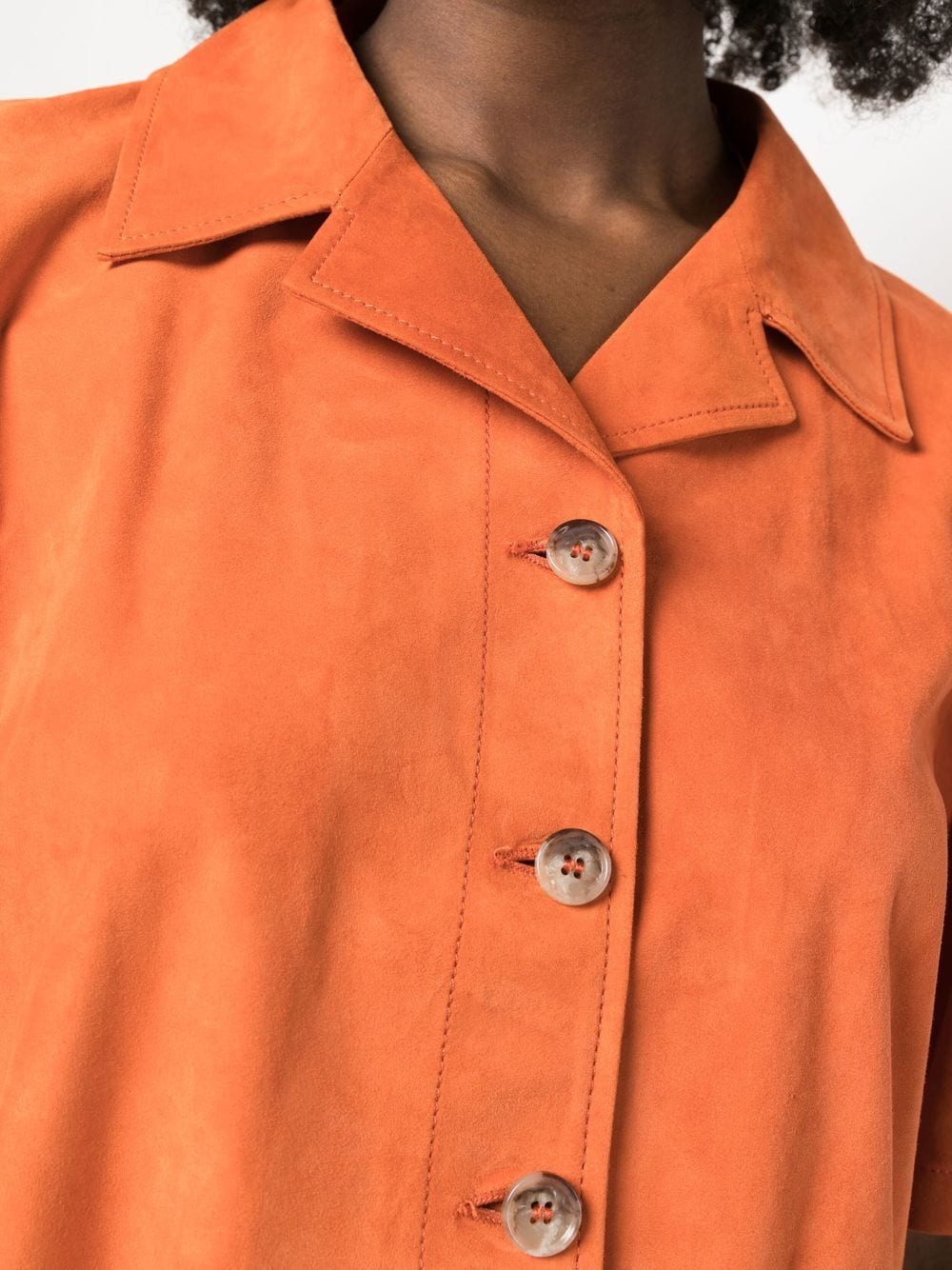 Shop Desa 1972 Cropped Suede Shirt In Orange