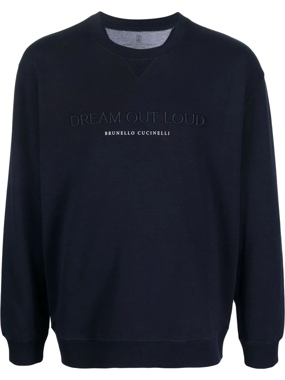 

Brunello Cucinelli slogan-embroidered cotton jumper - Blue