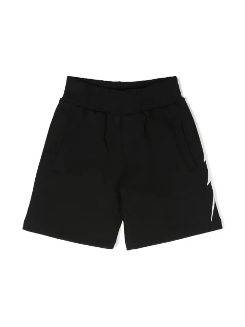 Neil Barrett Kids Thunderbolt print cotton shorts