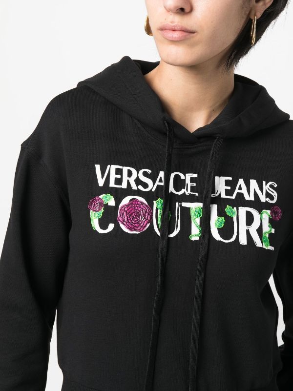 Versace Jeans Couture Baroque Logo Printed Hoodie - Farfetch