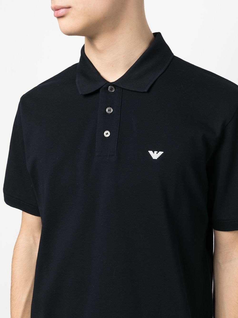 Shop Emporio Armani Embroidered Chest Logo Polo Shirt In Blue