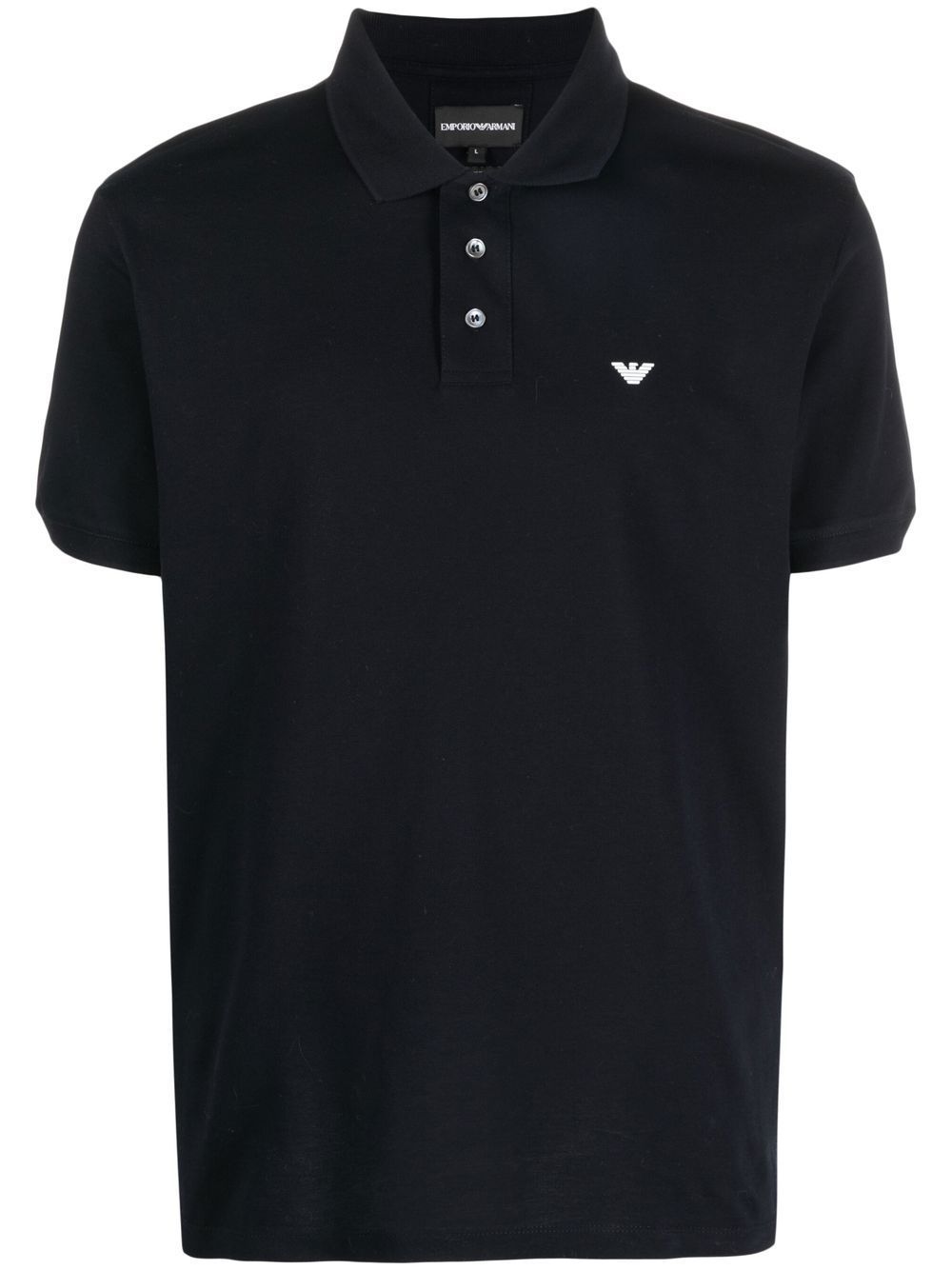 Shop Emporio Armani Embroidered Chest Logo Polo Shirt In Blue