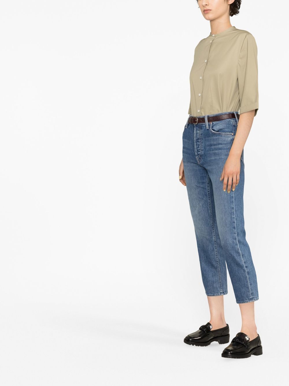 Shop Mother The Tomcat Cropped Jeans In Blau
