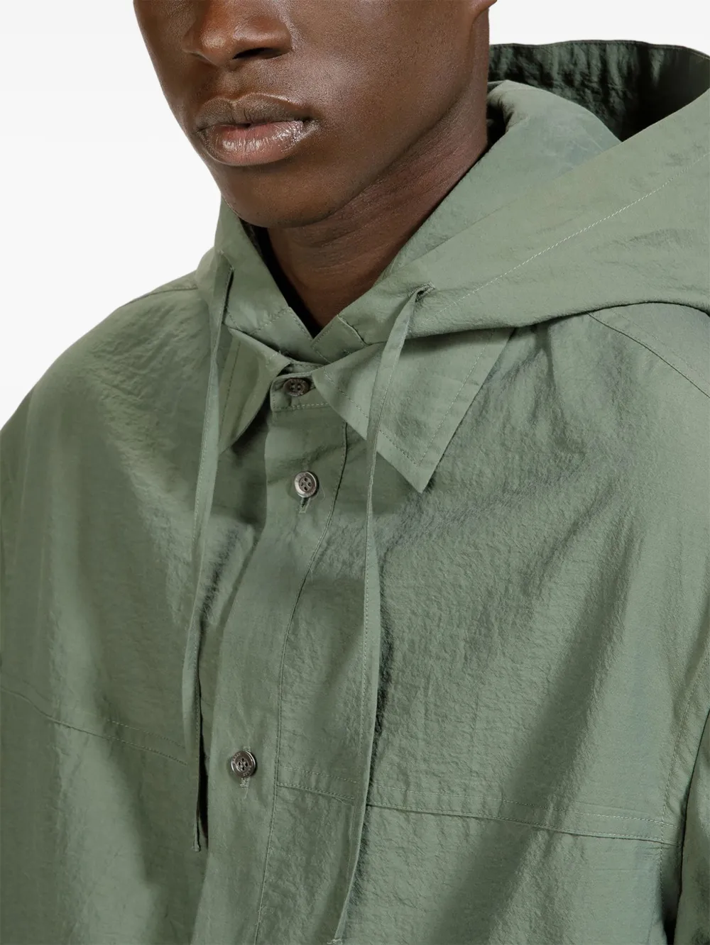 Bally Hooded Shirt Jacket In Green