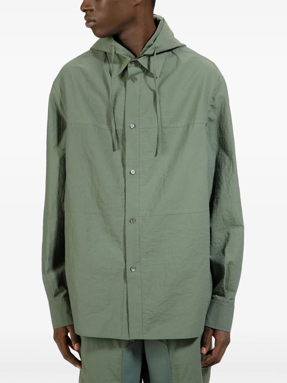 Bally Hooded Shirt Jacket In Green