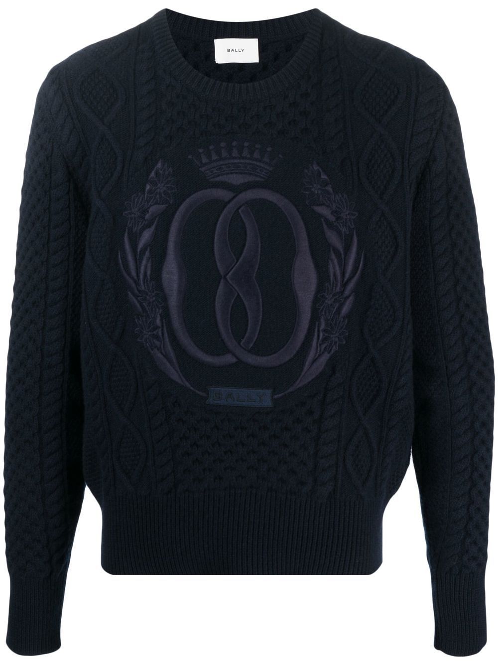 Bally logo-embroidered crew-neck jumper - Blue