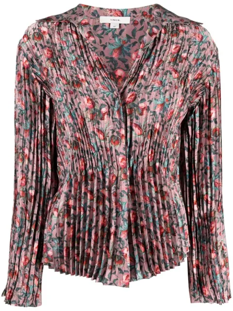 Vince berry blooms pleated shirt