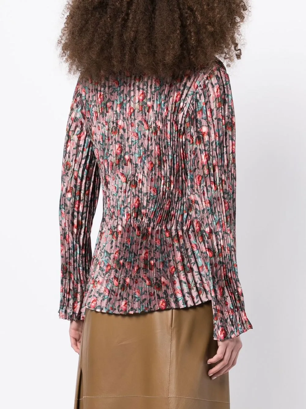 Shop Vince Berry Blooms Pleated Shirt In Multicolour