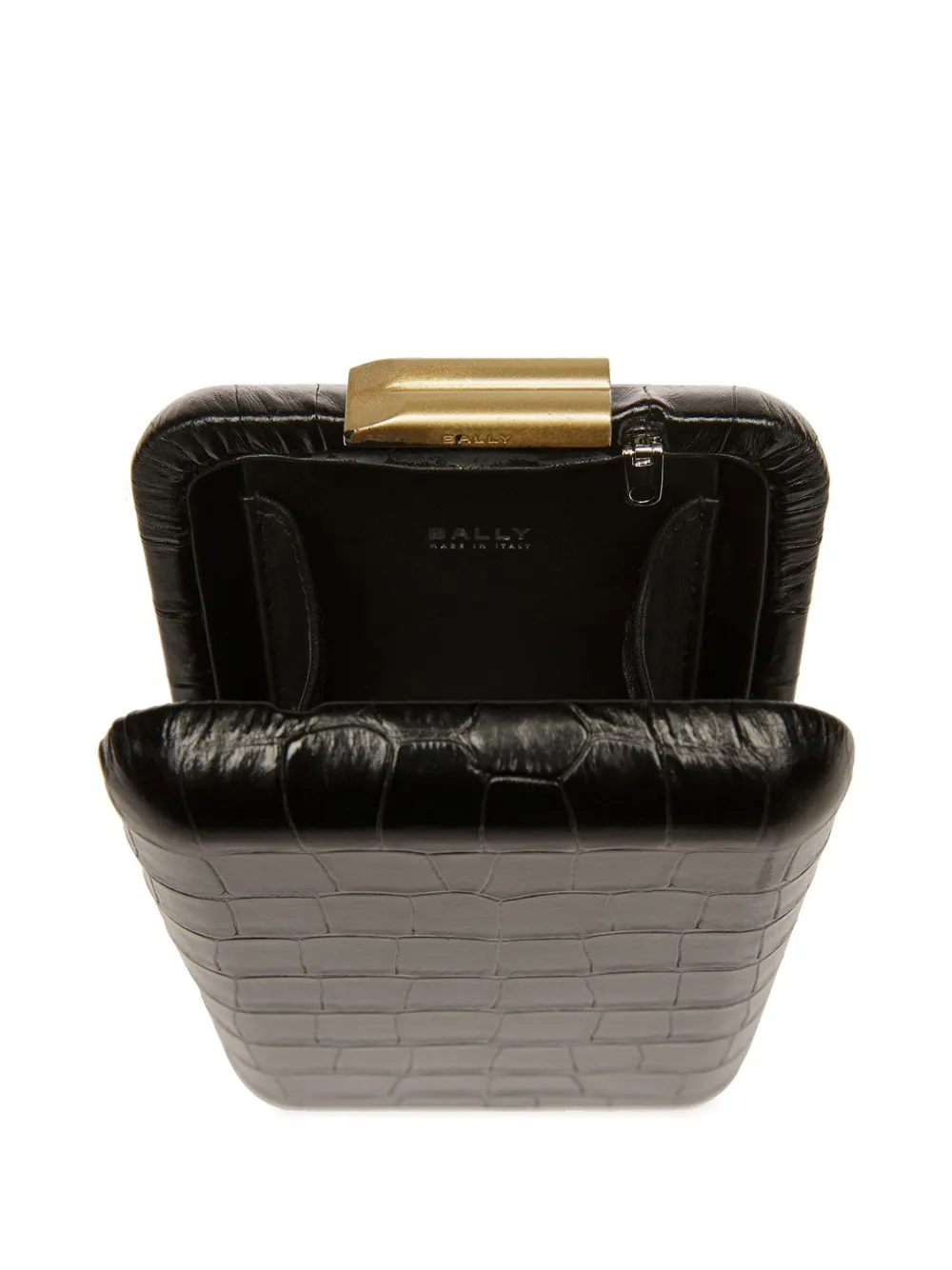 Bally Clutch met krokodillen-reliëf Zwart