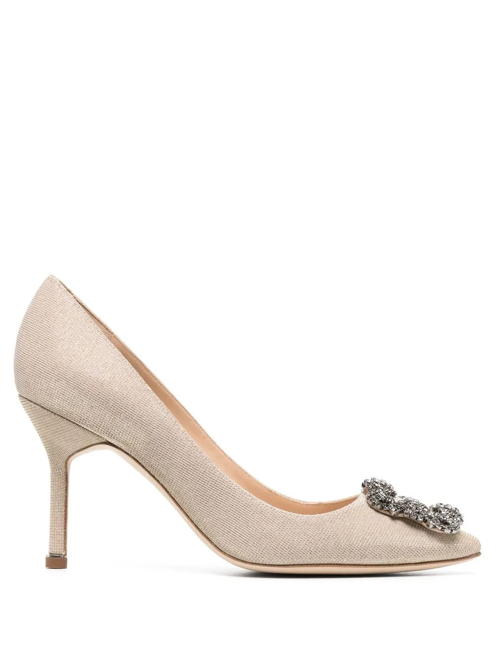 

Manolo Blahnik Hangisi crystal-buckle 95mm pumps - Gold