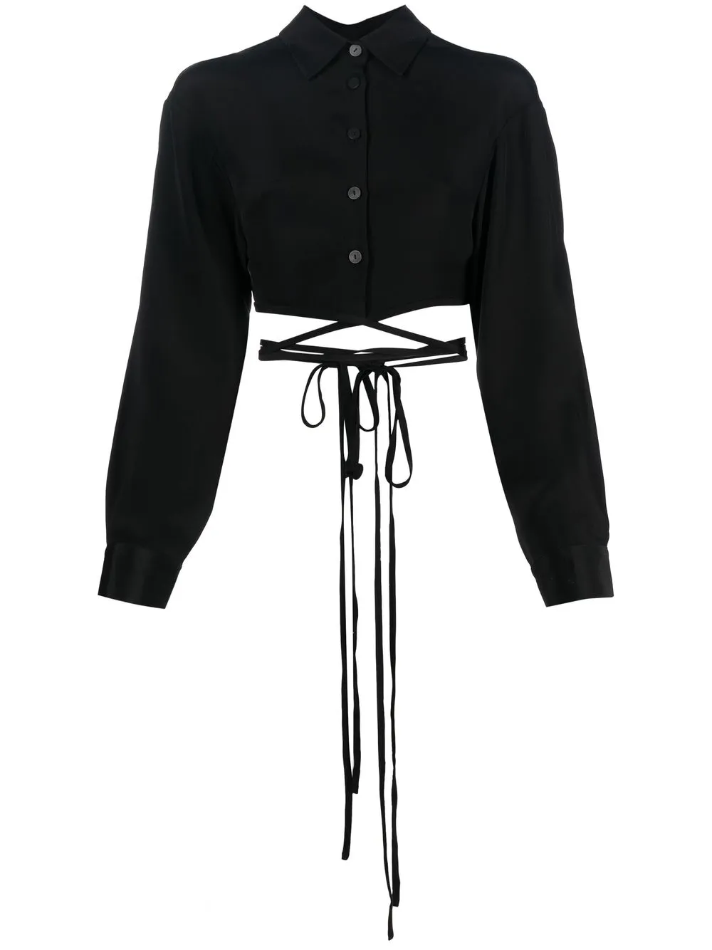 

Christopher Esber silk cropped long-sleeve shirt - Black