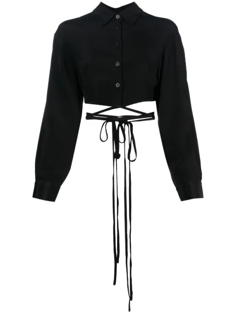 Christopher Esber silk cropped long-sleeve shirt 