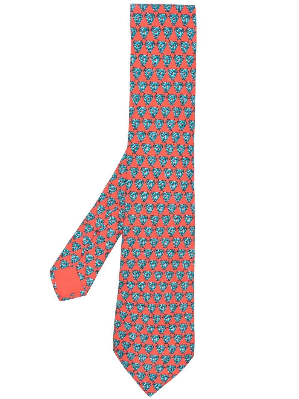 

Hermès pre-owned geometric pattern silk necktie - Orange