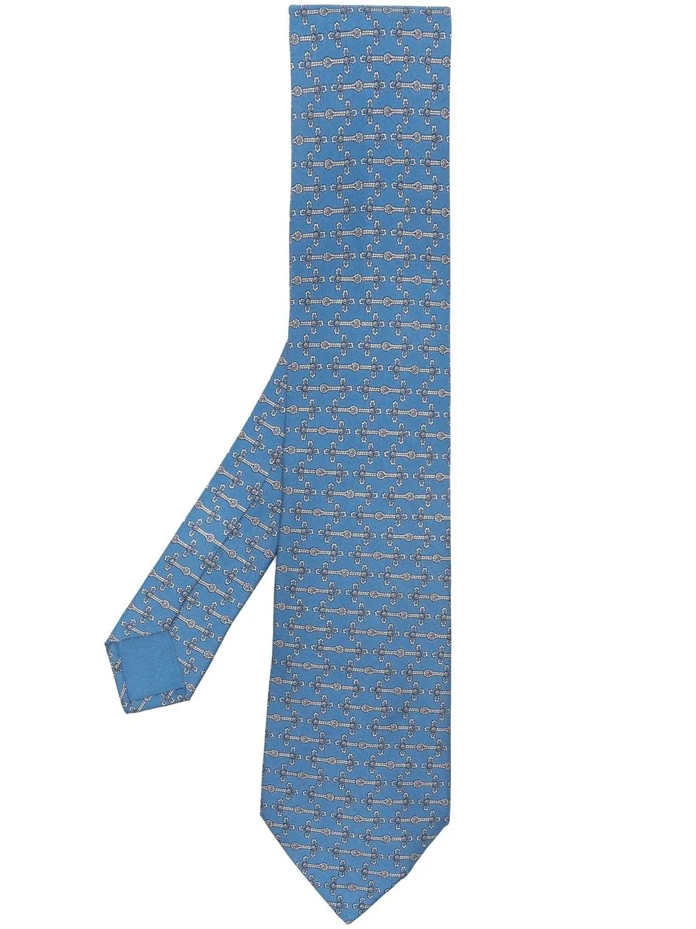 

Hermès pre-owned knot pattern silk necktie - Blue