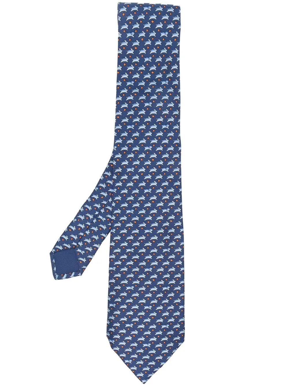 

Hermès pre-owned animal pattern silk necktie - Blue