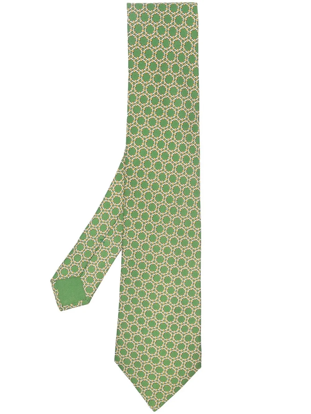 

Hermès pre-owned geometric pattern silk necktie - Green