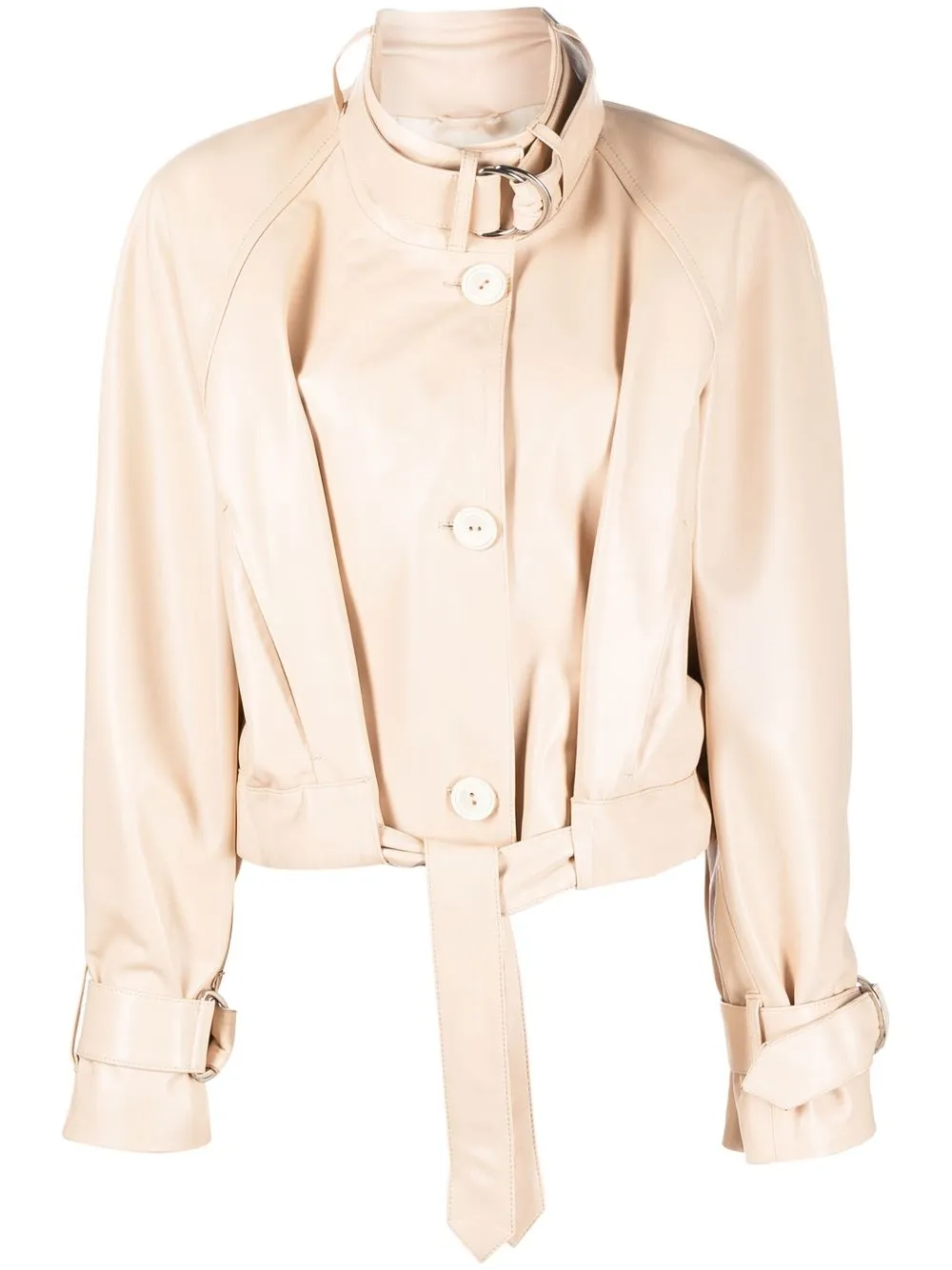 

Manokhi pleat-detailing leather jacket - Neutrals