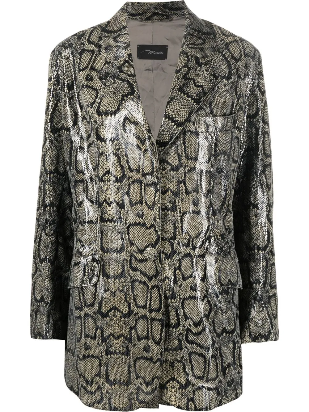 

Manokhi pithon-print leather jacket - Neutrals