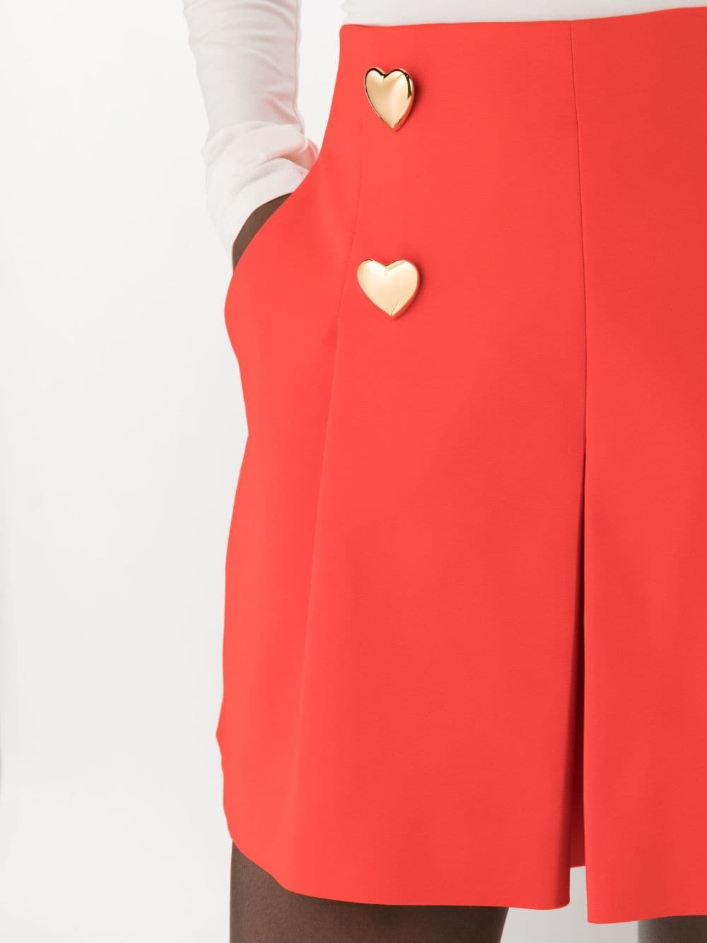 Shop Moschino Heart-shaped Button Detail Shorts In Rot