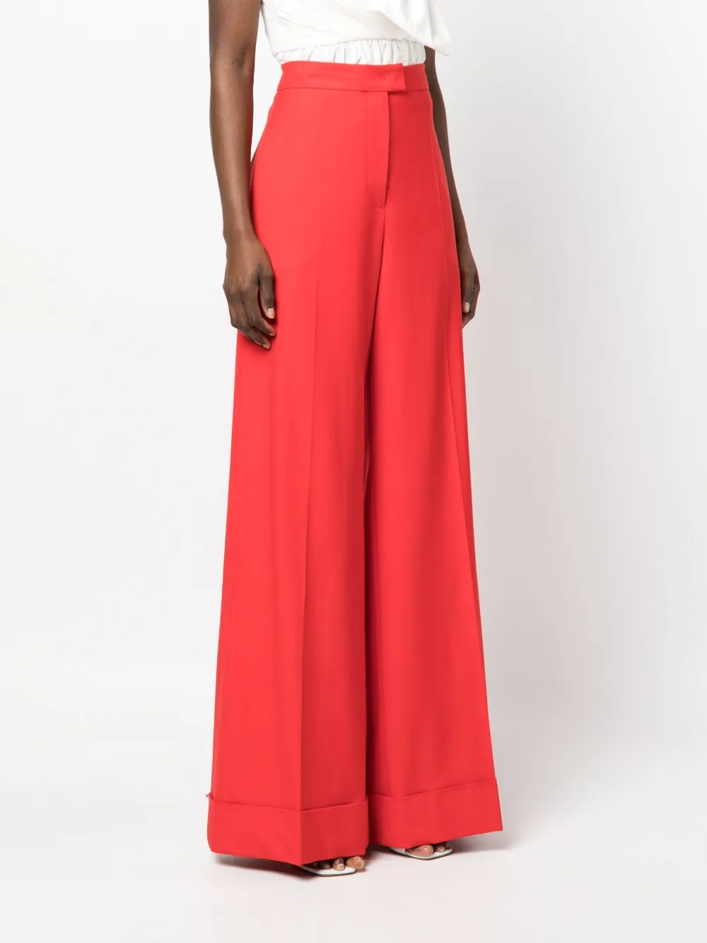 Moschino high-waist pressed-crease trousers - Red