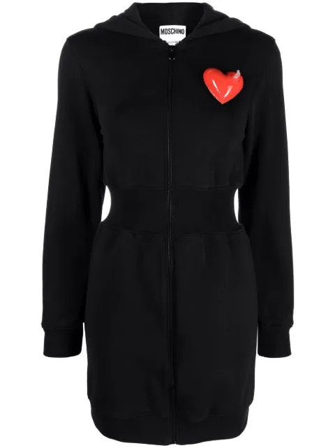 Moschino - heart-appliqué hoodie dress