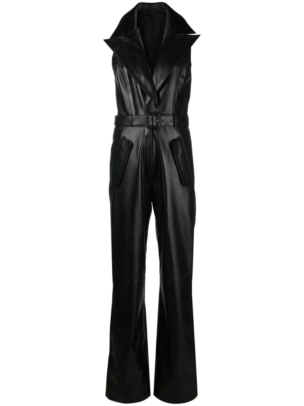 

Manokhi jumpsuit ancho con cinturón - Negro