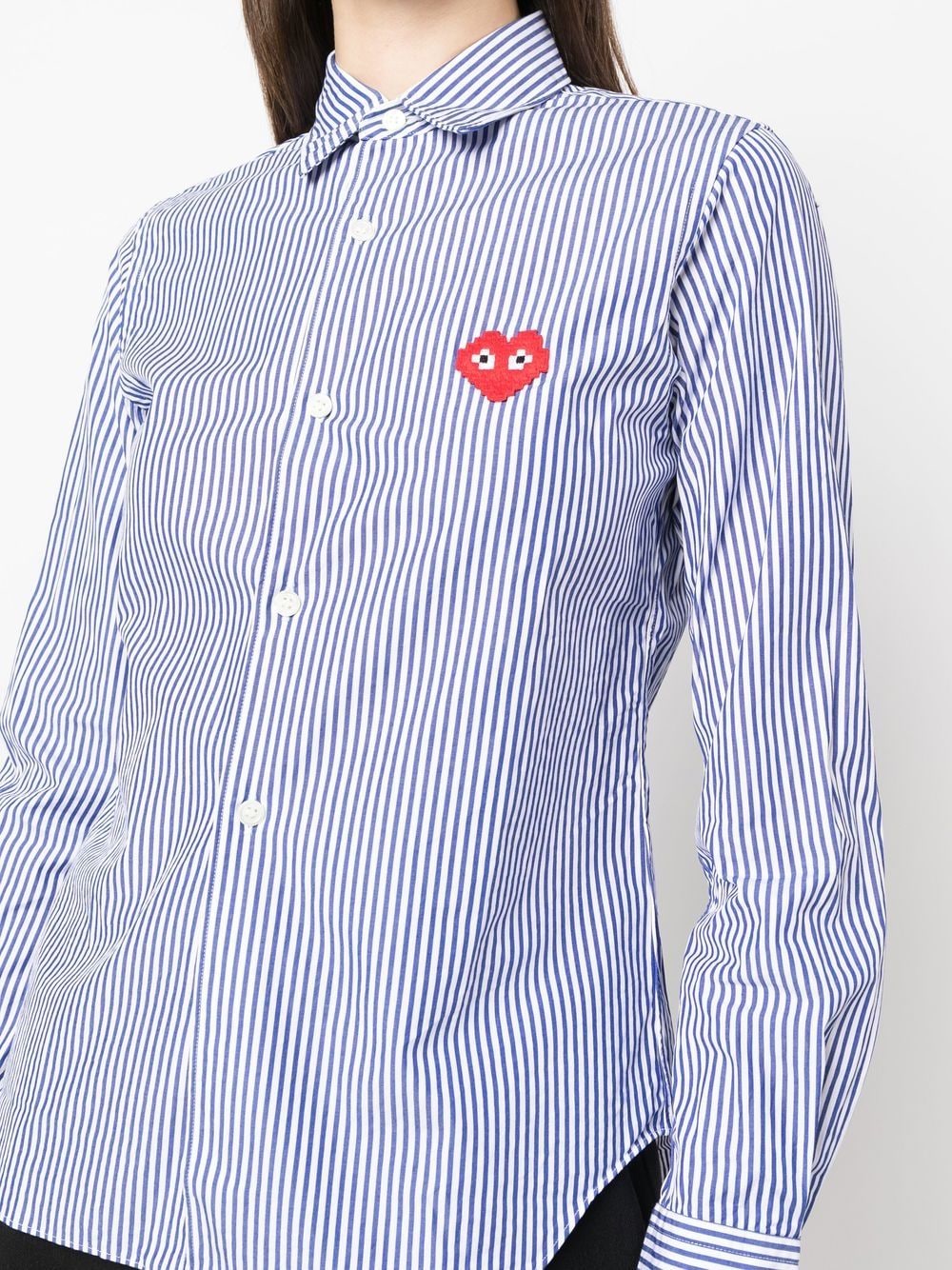 Shop Comme Des Garçons Play Signature Heart-patch Shirt In Blue