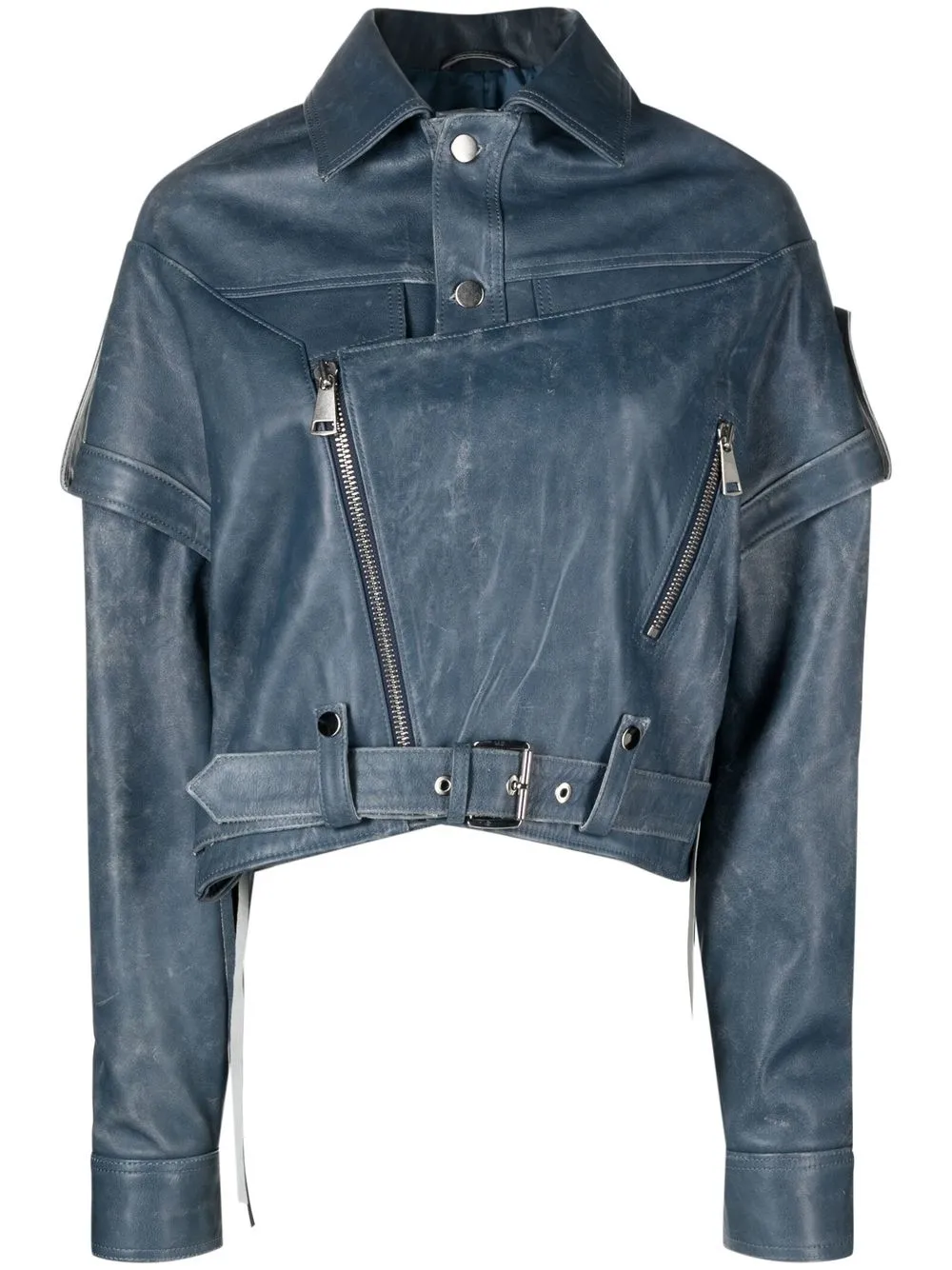 

Manokhi leather biker jacket - Blue