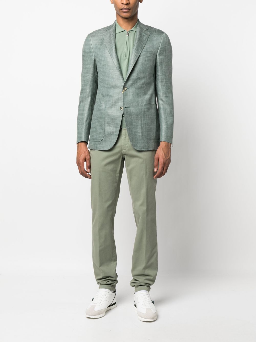 Shop Canali Single-breasted Blazer In Green