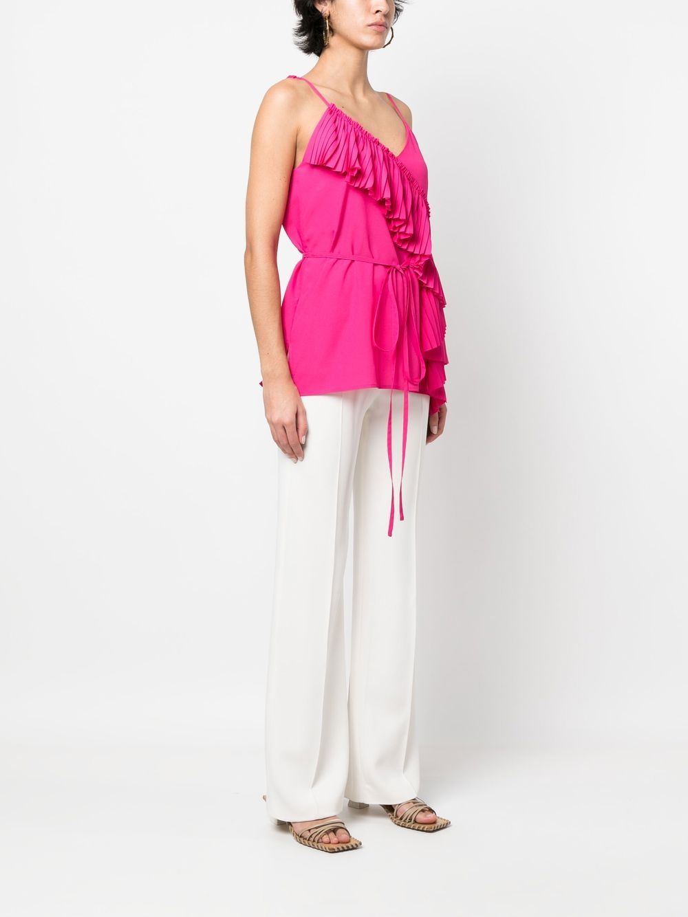 Shop P.a.r.o.s.h Ruffled-detail Sleeveless Blouse In Pink