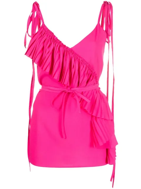 P.A.R.O.S.H. blusa sin mangas con detalle de volantes