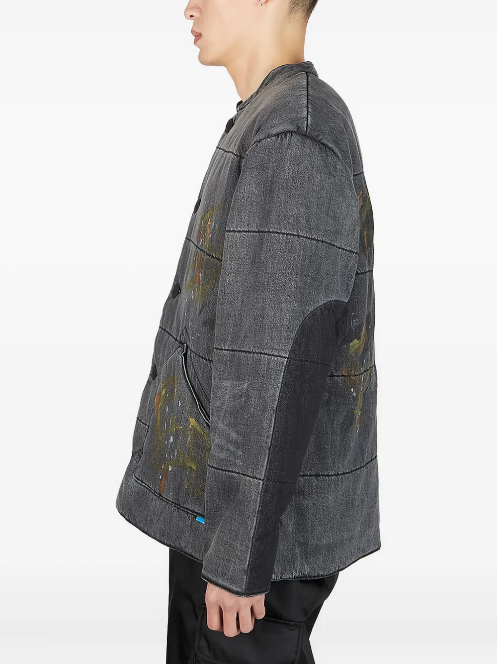 Liberaiders Paint Splatter Denim Jacket In Gray