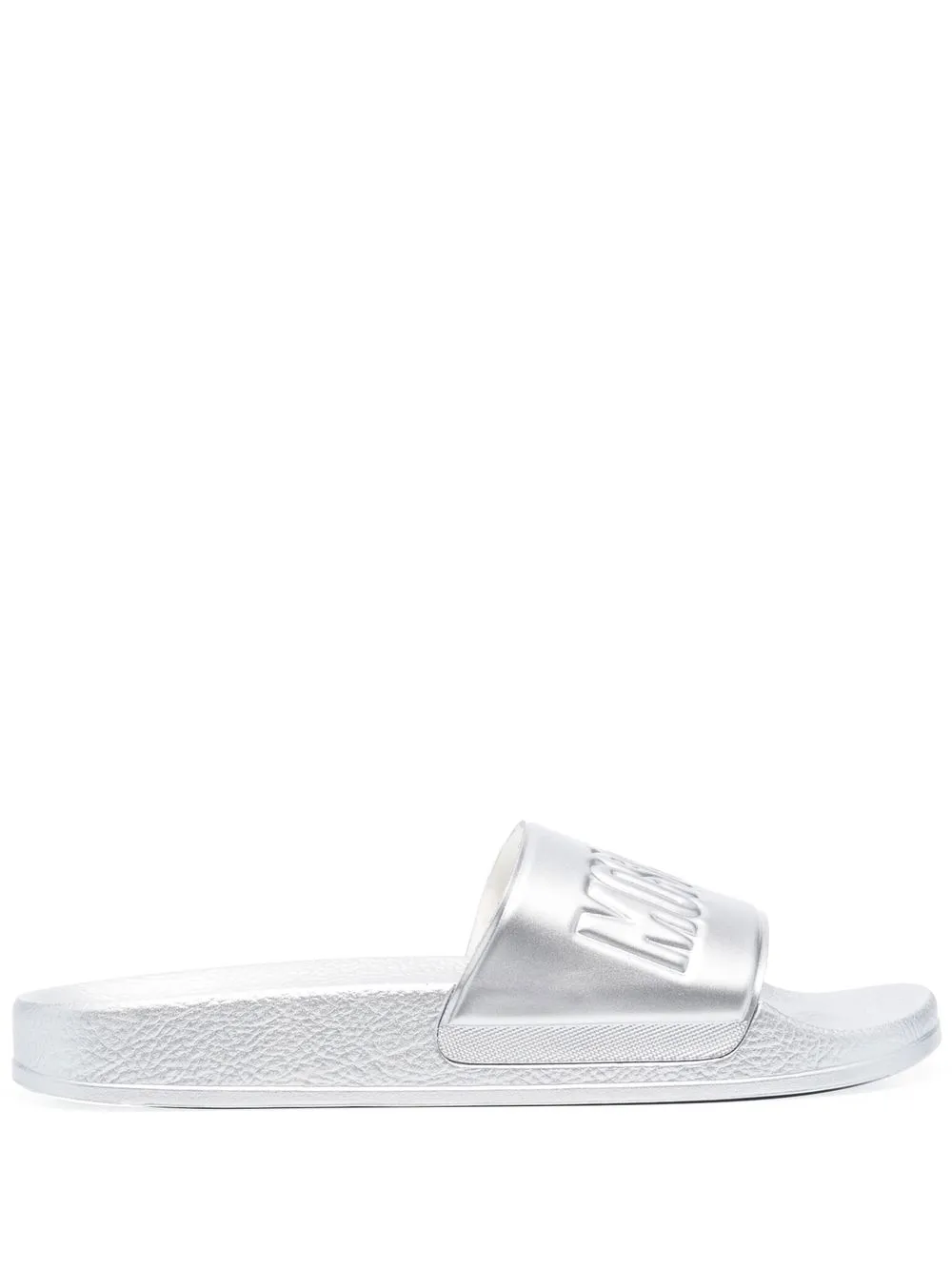 

Moschino embossed-logo detail slides - Silver