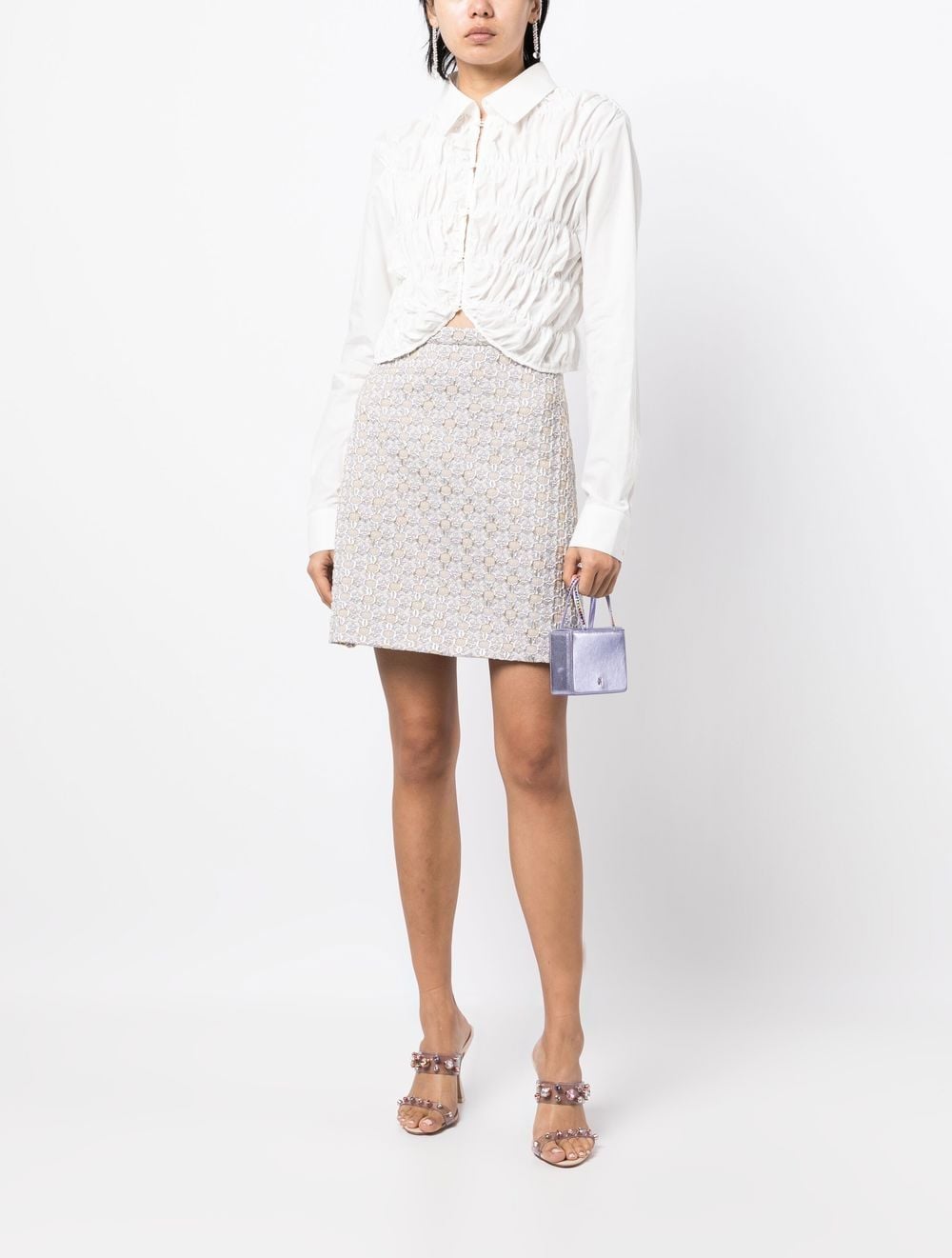 Shop Rochas Patterned Jacquard Miniskirt In Violett