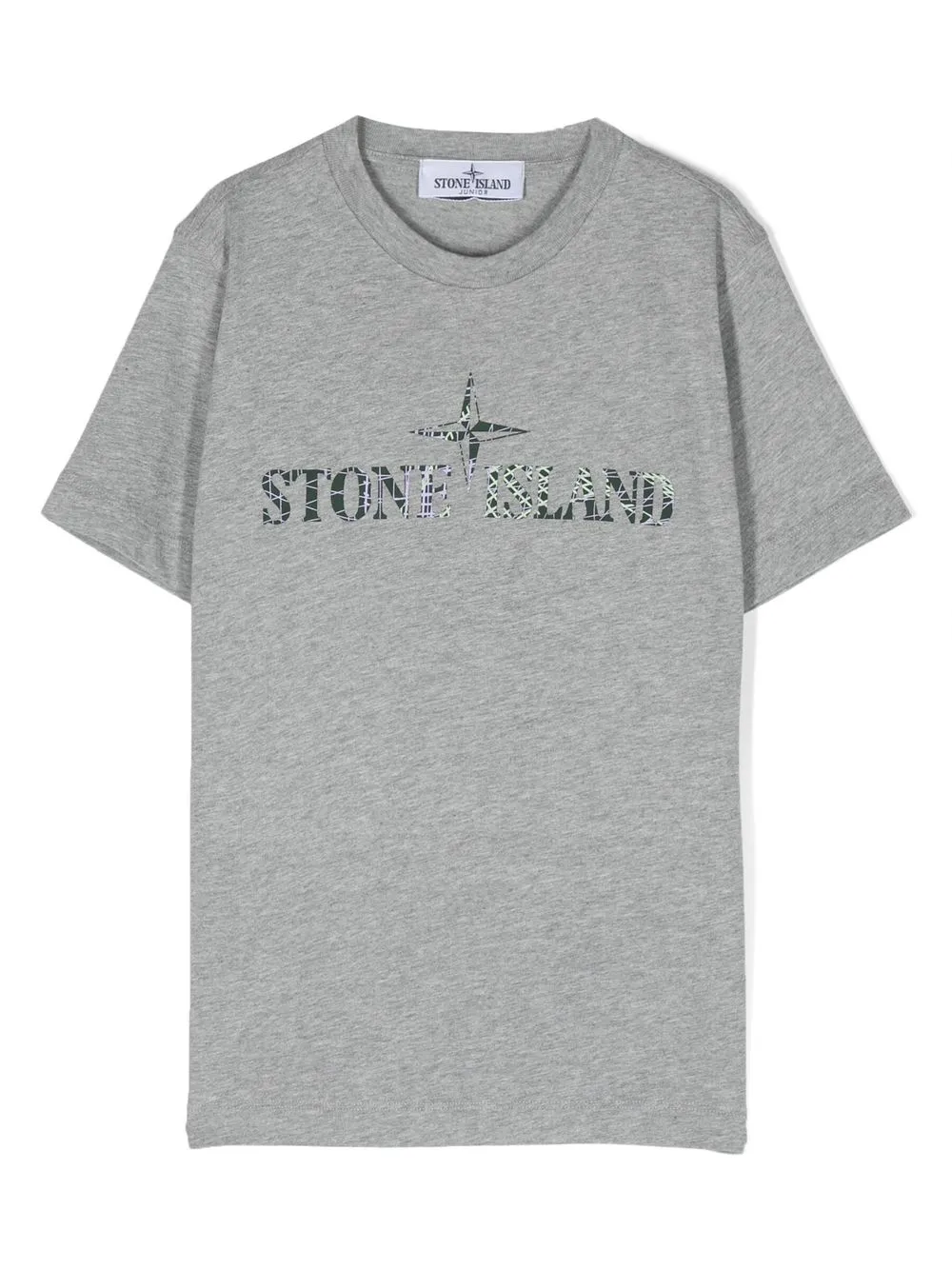 

Stone Island Junior playera manga corta con logo estampado - Gris