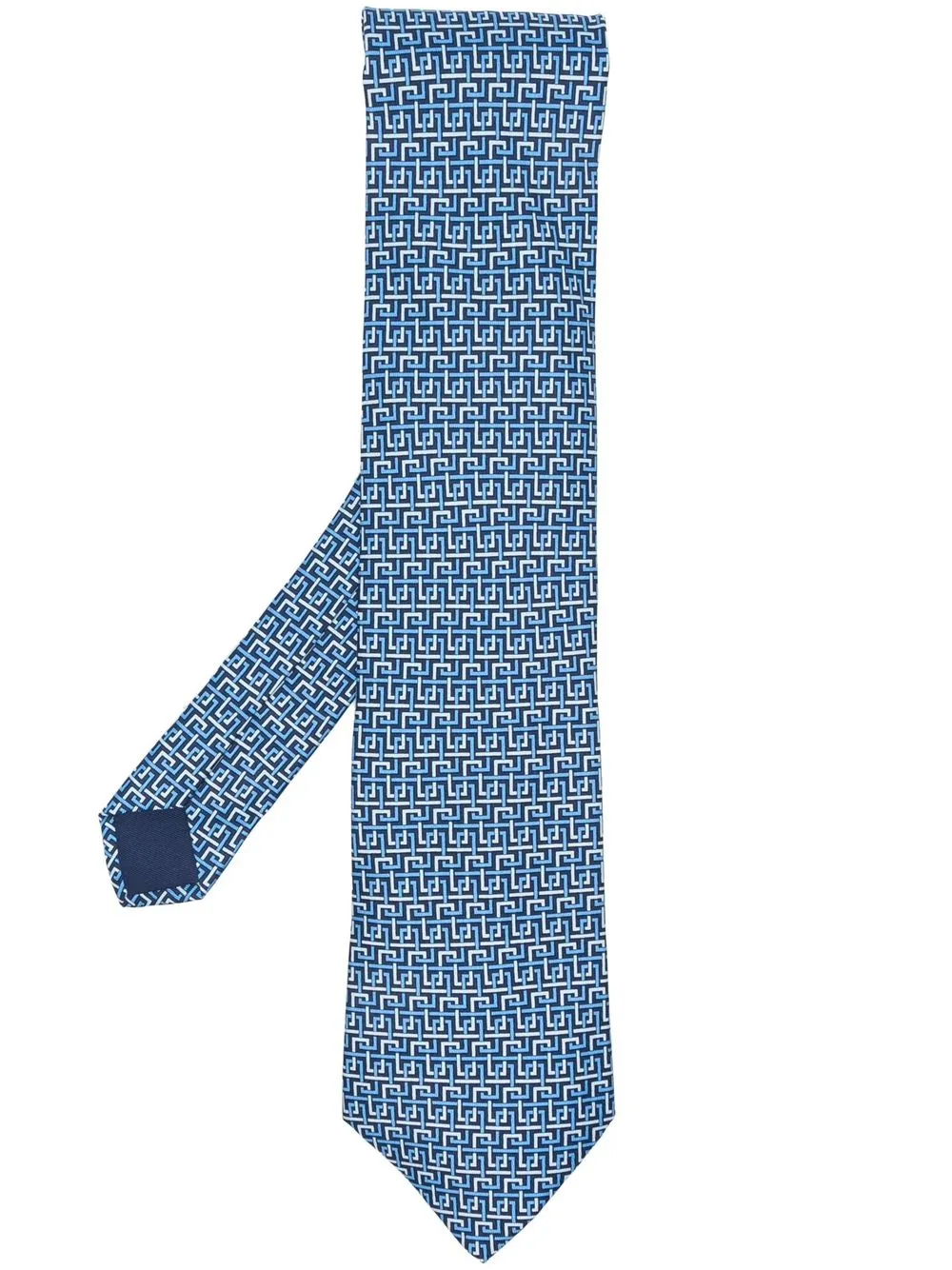 

Hermès pre-owned geometric pattern silk necktie - Blue