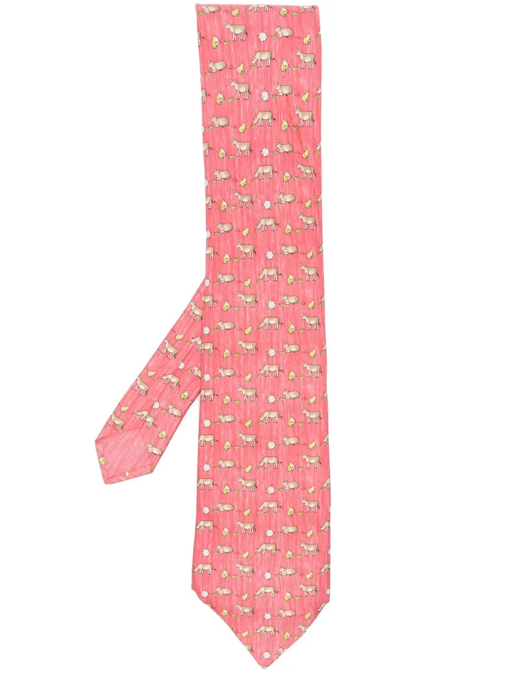 

Hermès pre-owned ox pattern silk necktie - Pink