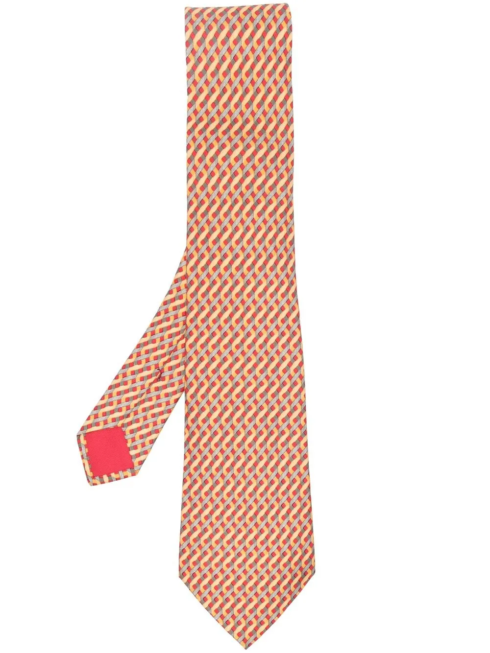 

Hermès pre-owned geometric pattern silk necktie - Red