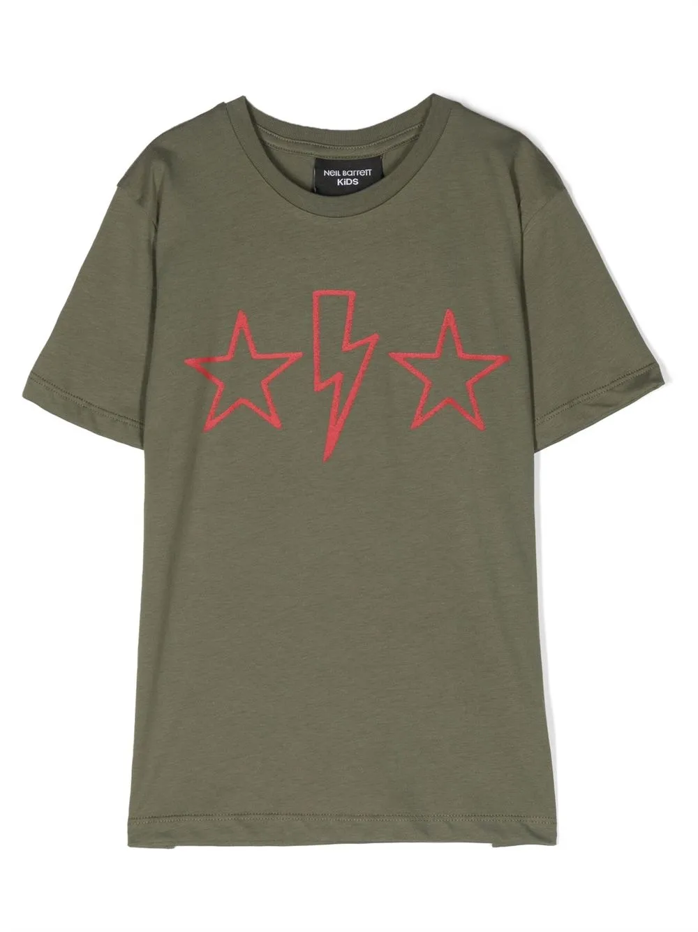 

Neil Barrett Kids Thunderbolt-print T-shirt - Green