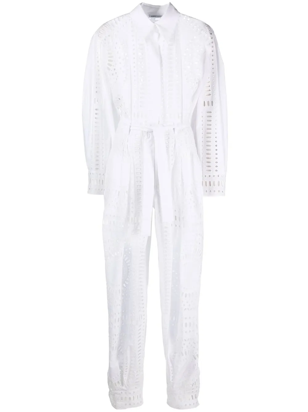 

Alberta Ferretti broderie anglaise belted jumpsuit - White
