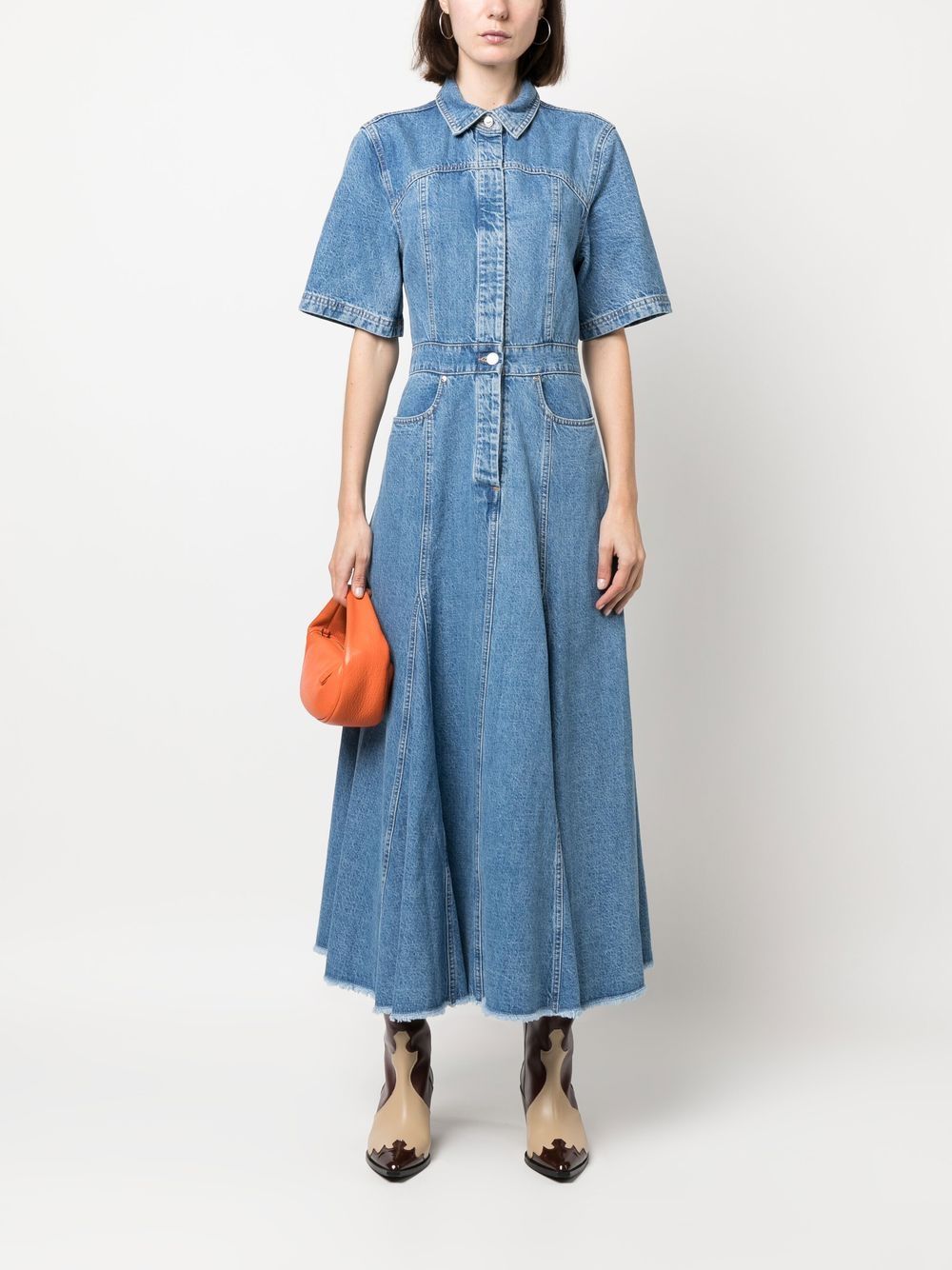 MSGM short-sleeve Denim Shirtdress - Farfetch