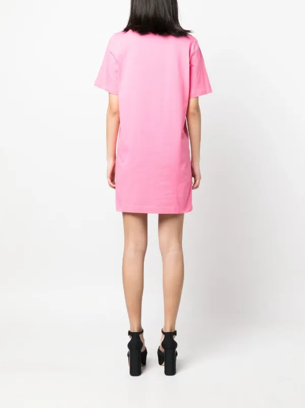 Moschino logo print T shirt Dress Pink FARFETCH AE