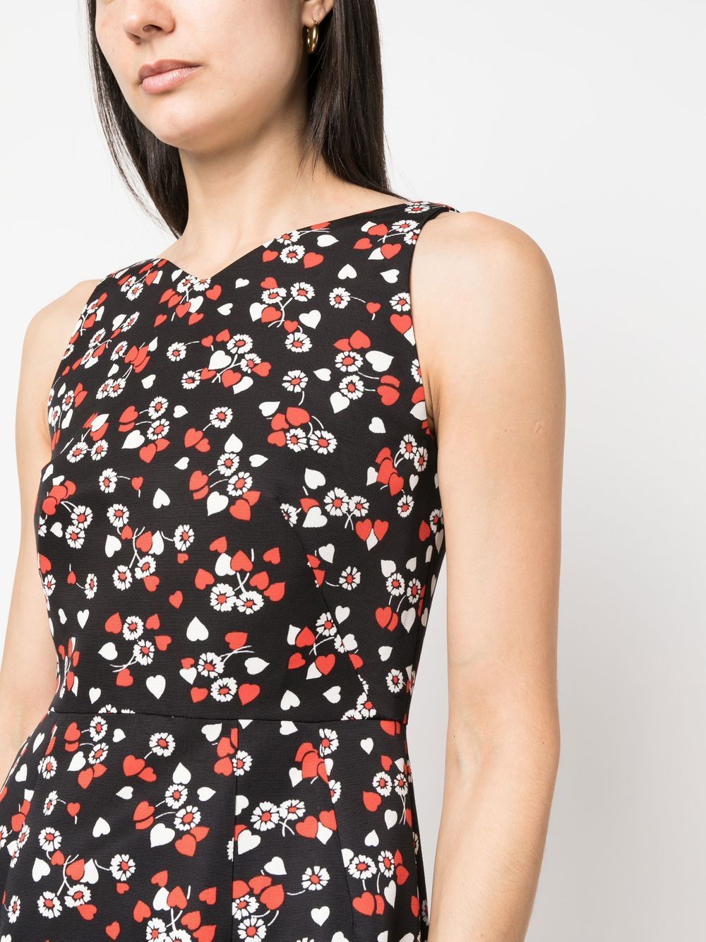 Shop Moschino Floral-print Sleeveless Dress In Schwarz