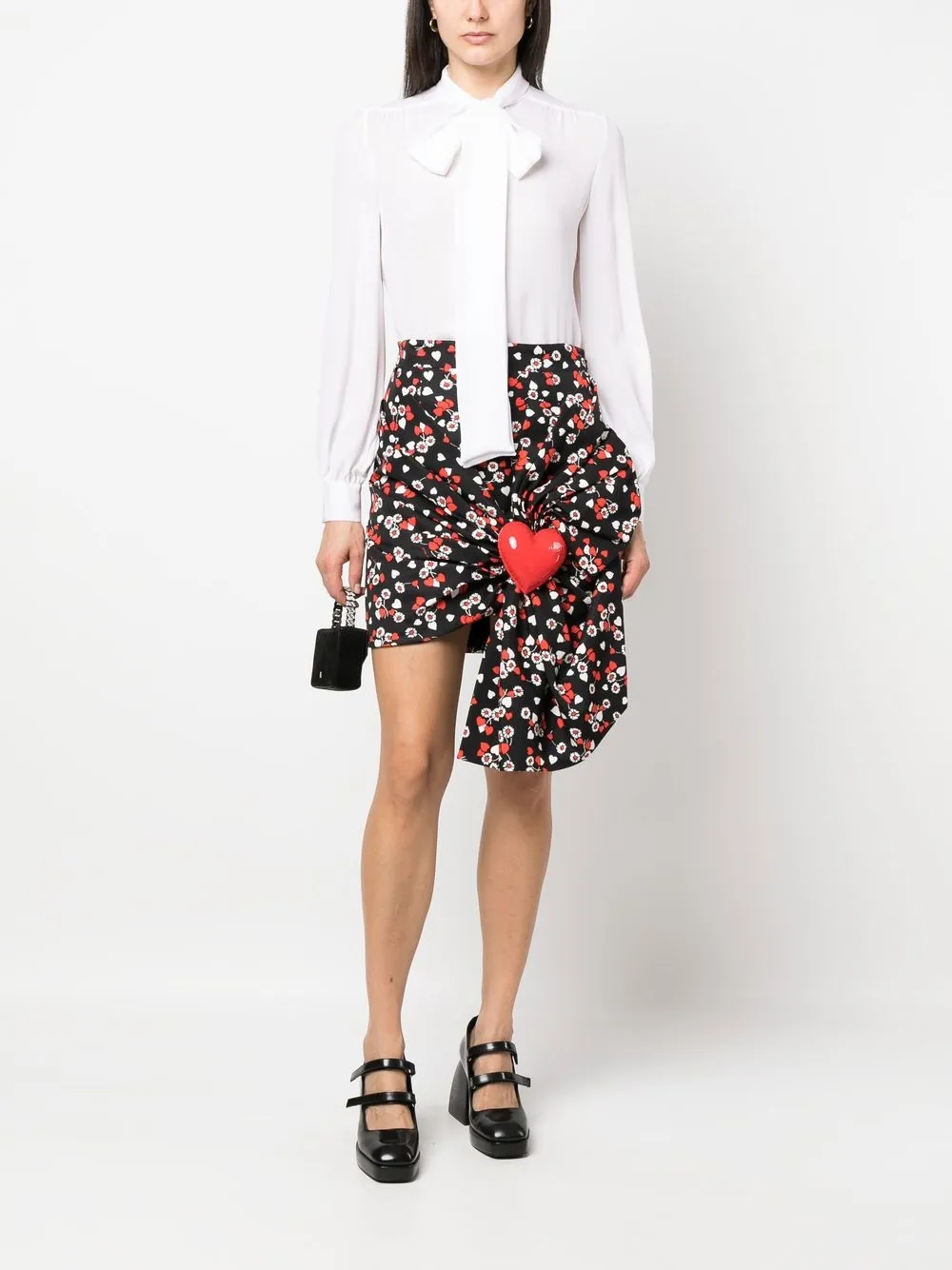Moschino Silk Pussy-bow Blouse In Weiss