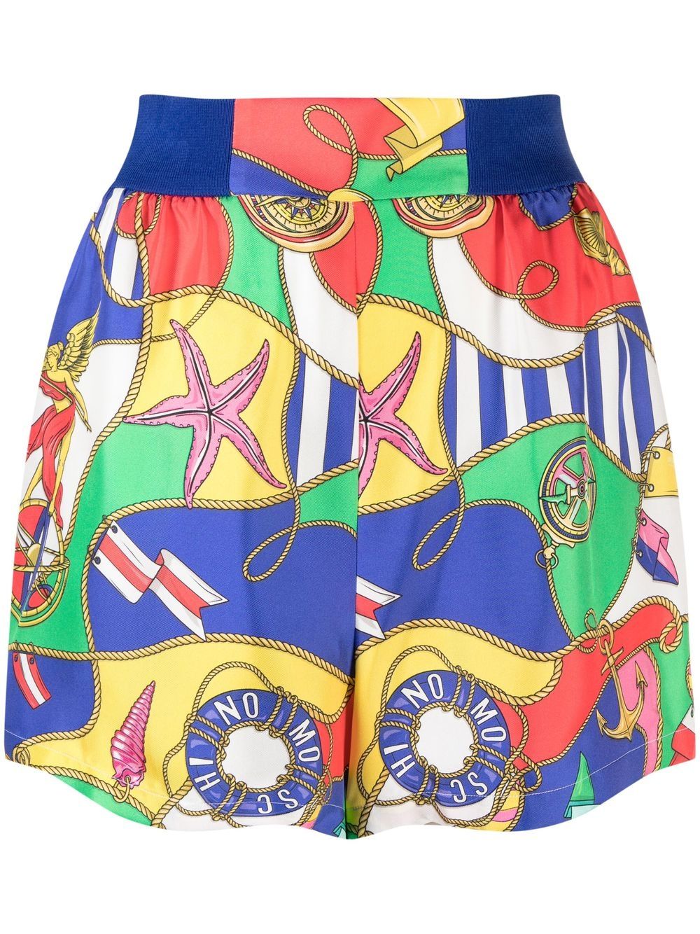 Moschino Comic-Print Silk Shorts