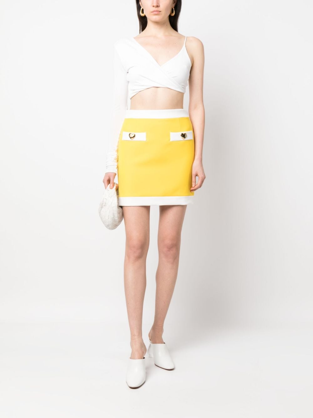 Shop Moschino Button-detail Miniskirt In Yellow