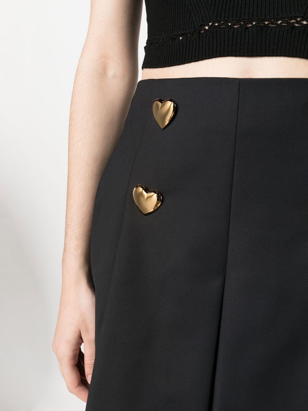 Shop Moschino Heart-shaped Button Detail Shorts In Black