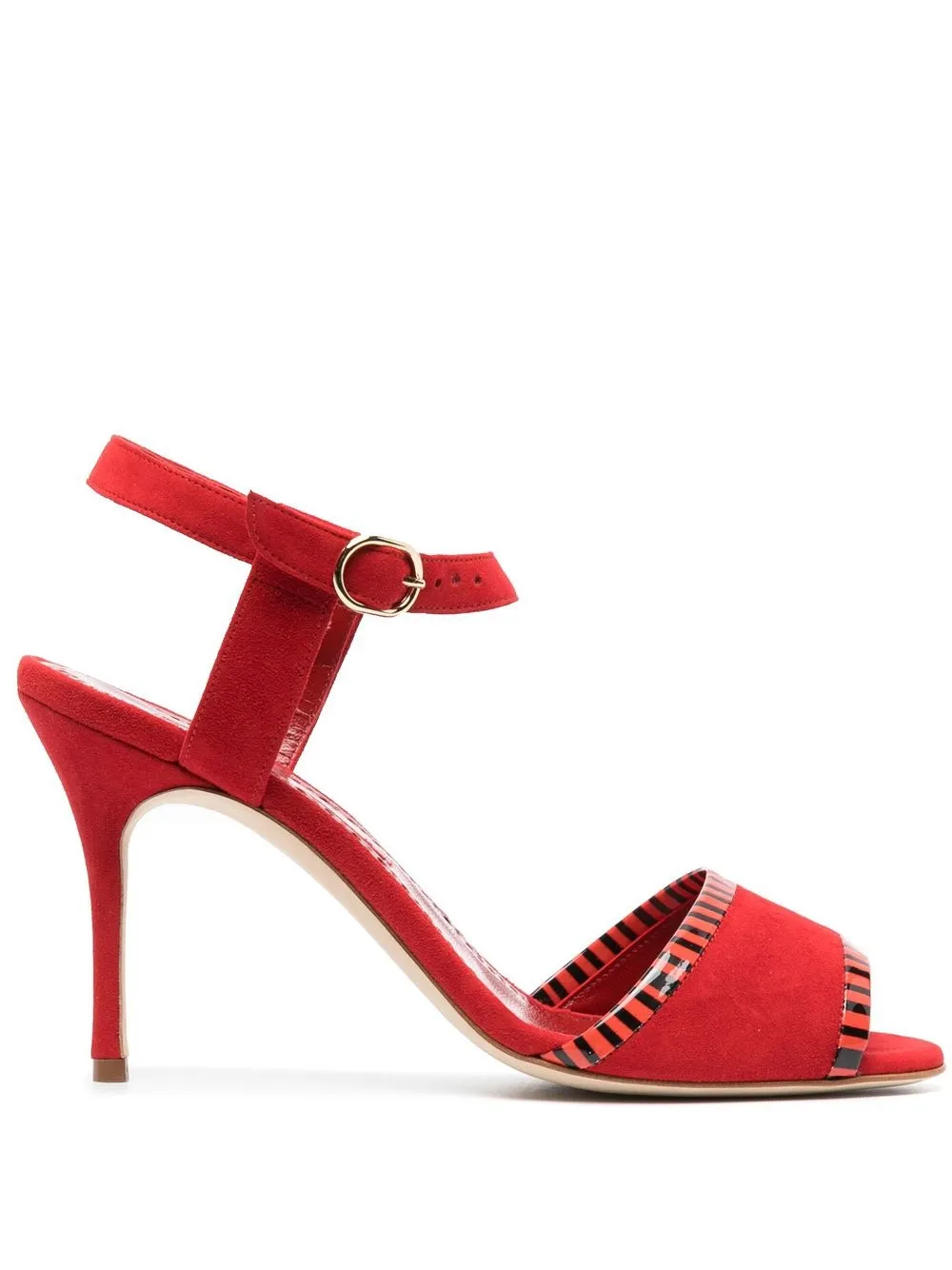 

Manolo Blahnik sandalias con detalle de rayas y tacón de 90mm - Rojo